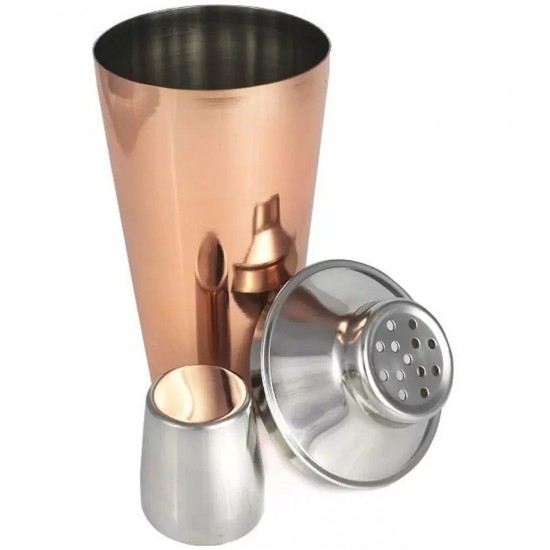 Coqueteleira 750ml 25cm De Altura Aço Inox E Bronze